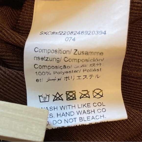 SHEIN Curve Chocolate Brown Ruffle Neck Blouse - Picture 3 of 5